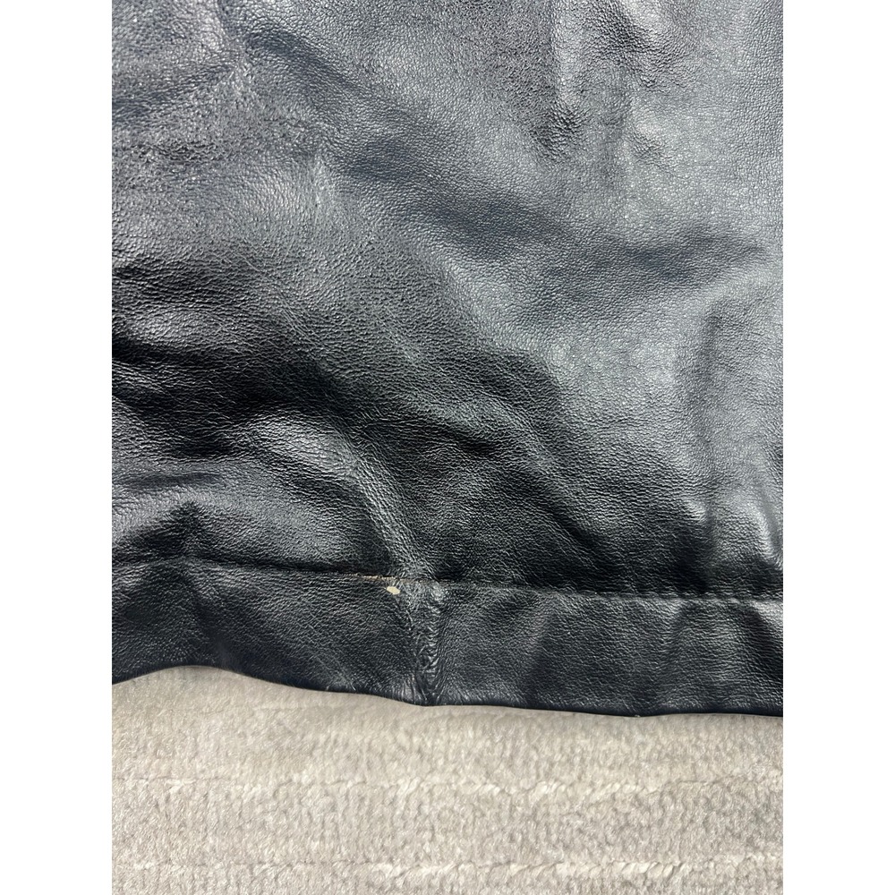 Cougar Leather Jacket Mens XL Black Bomber Genuine Leather Quilted Zip Up Solid - Picture 9 of 14